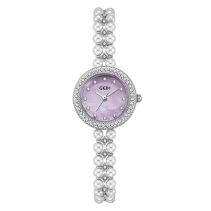 Montre GEDI pour femme avec cadran en nacre violette et bracelet en doubles perles