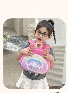 Toddler backpack with pink cake roll design, cute rabbit decor and wide shoulder straps