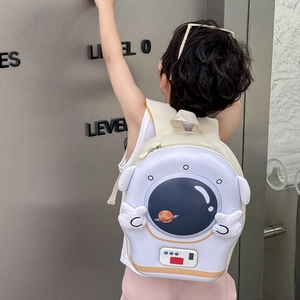 Cute astronaut helmet shaped hardshell backpack for kids with 3D plush arms and stars