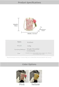 Detailed sizing specifications for the tulip crochet woven crossbody mini phone bag