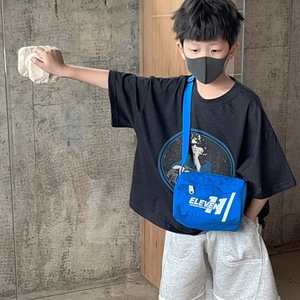 Borsa a tracolla blu per bambini con stampa Eleven 11, tessuto in nylon impermeabile