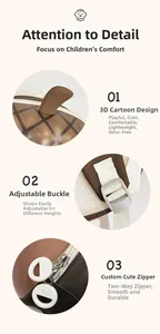 Detail des Pinienzapfen-Rucksacks mit 3D-Design, Schnallen und Doppelreißverschluss