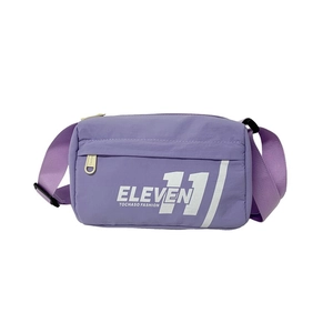 Borsa a tracolla viola per bambini con scritte ELEVEN 11 bianche e design sportivo