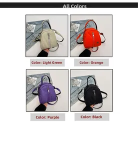 Minimalist canvas shell bags for kids in light green, orange, purple and black colors