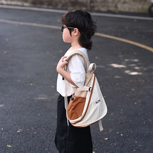 Kids stylish color-block crossbody bag featuring KLTS logo for outdoor casual activities