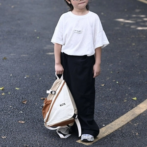 Kids color-block canvas chest bag with KLTS logo and adjustable strap for outdoor use