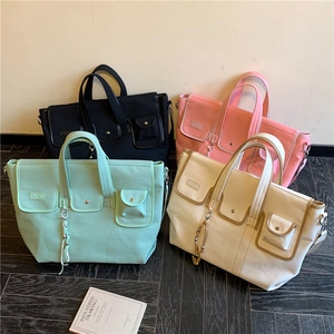 Women Canvas Tote Bag Large Capacity Multi-Pocket Crossbody Shoulder Bag Commuter Travel School Casual Handbag