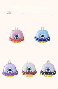 Kids UFO astronaut hardshell backpacks in pink, blue, purple, brown and black colors