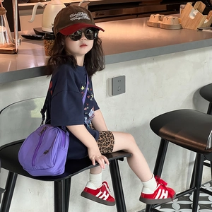Kids casual purple nylon shell crossbody bag with adjustable strap and multi-zip style