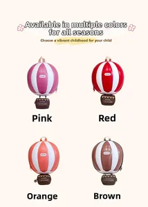 Détails des sacs à dos 3D montgolfière pour enfants en rose, rouge, orange et marron