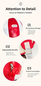 Détails du sac à dos enfant avec motif ballon 3D, boucle réglable et fermetures éclair doubles