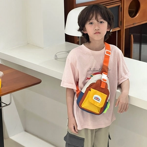 Kids colorful crossbody chest bag with adjustable strap and contrast panels for outdoor use