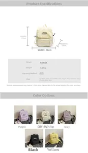 Detailed size chart and multi-color options for lightweight nylon kids school backpack