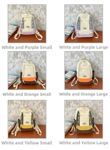 Vue détaillée de sacs à dos pour enfants en six coloris et deux options de taille