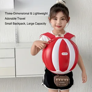 Sac à dos créatif 3D en forme de montgolfière rouge et blanc pour petits enfants