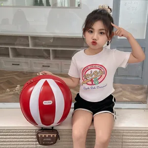 Sac à dos enfant montgolfière 3D en cuir PU rouge et blanc avec une petite pochette
