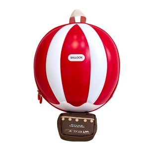 Sac à dos enfant 3D en forme de montgolfière rouge et blanche au design créatif
