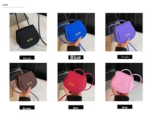 Mini vintage saddle bags in six colors featuring gold logo and matching shoulder straps