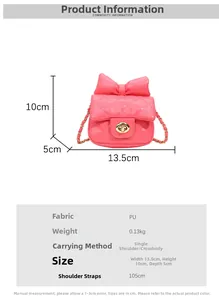 Dimensions détaillées du mini sac bandoulière rose matelassé avec nœud et chaîne