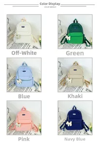Color display of lightweight nylon school backpacks in six various pastel tones for children