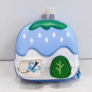 Lightweight 3D mushroom house eggshell backpack for preschool kids with butterfly design
