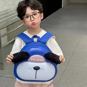 Sac à dos chiot bleu mignon pour enfants de maternelle avec oreilles en peluche et design 3D