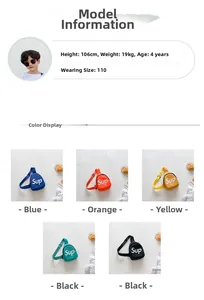Griglia dettagliata di mini borse da petto in tela per bambini in blu, arancione, giallo e nero