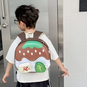 Cute mushroom house shaped toddler backpack with green leaf detail for boys and girls