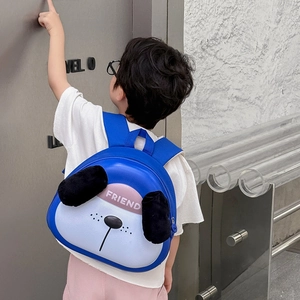 Sac à dos chiot bleu pour enfants avec oreilles en peluche et motif Friend