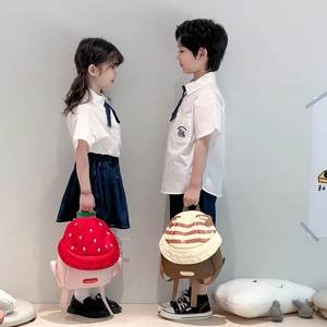 Cute strawberry and bear patterned cartoon backpacks for kindergarten toddlers in two colors