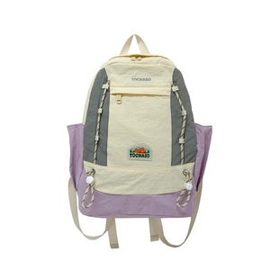 Sac à dos d'école tendance en nylon imperméable avec cordon de serrage pour étudiants