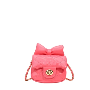 Mini sac bandoulière rose pour filles avec nœud décoratif et chaîne dorée