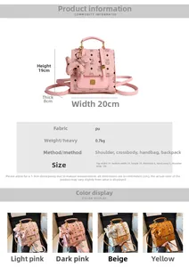 Detailed size specifications for mini PU leather backpack with cute dog charm