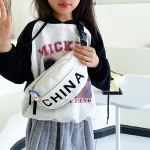 Marsupio bianco per bambini in tela con scritta CHINA e tracolla regolabile