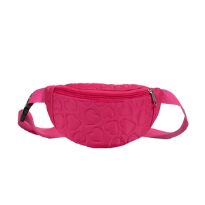 Sac de poitrine fuchsia pour enfants avec motif cœur surpiqué et sangle réglable