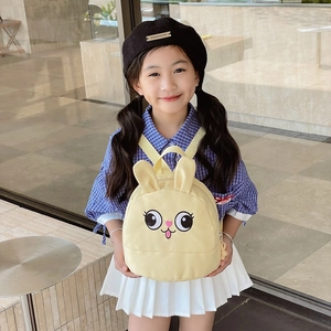 Cute yellow 3D bunny toddler backpack with rabbit ears for kindergarten boys and girls