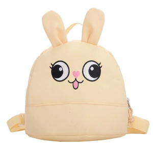 Cute yellow cartoon rabbit backpack for toddlers with 3D ears and embroidery