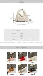 Detailed size specifications for the mini PU leather girls chain bag with dimensions