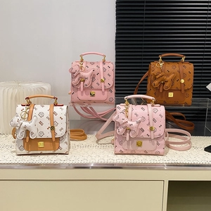 Sac À Dos Mini Mode En Cuir PU Femmes Imprimé Chat Nœud Mignon Avec Pendentif Animal Sac D'école Étudiant Collège