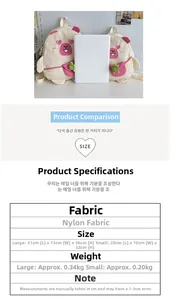 Size guide for cute Capybara nylon school backpack showing dimensions and weight info