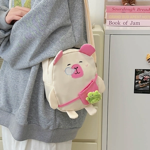 Sac bandoulière Capybara mignon blanc crème avec pendentif peluche tortue pour femme