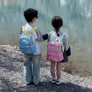 Kids' colorful waterproof nylon backpack with contrast straps for outdoor travel and school