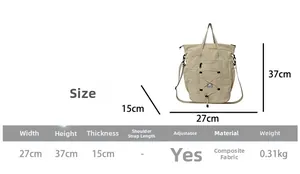 Size chart showing width 27cm, height 37cm and thickness 15cm for this children travel bag