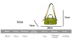 Size chart for kids oxford travel bag showing dimensions 28cm width and 15cm height