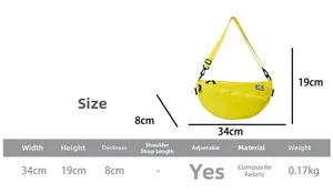 Guide des tailles sac bandoulière enfant 34x19x8cm avec détails de la sangle ajustable