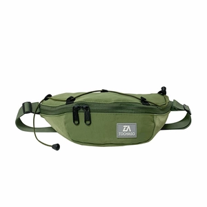 Marsupio sportivo per bambini verde militare in nylon con tracolla e logo TOCHASO