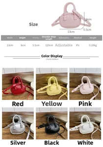 Tableau des tailles et options de couleurs pour mini sac bandoulière en cuir PU fille