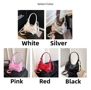 Bow accent mini handbag collection showing white silver pink red and black color options