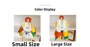 Detailed comparison of small and large size colorful nylon backpacks for children