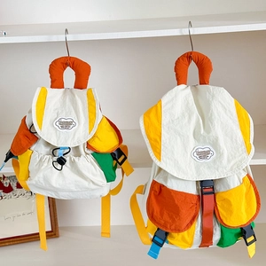 Kids Color Block Backpack Nylon Breathable School Bag For Boys Girls Kindergarten Elementary Fashion Cute Outdoor Travel